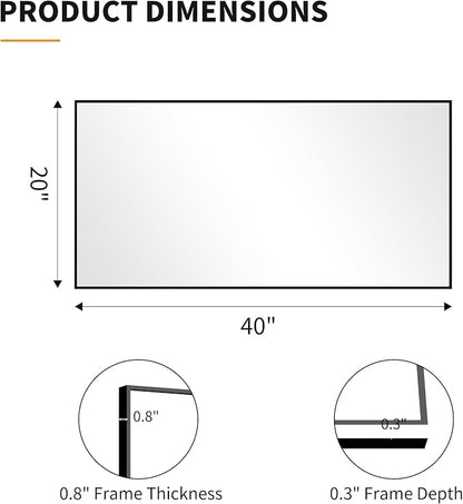 KOCUUY Black Bathroom Mirror, 20x40 Inch Rectangle Mirror - Image 9