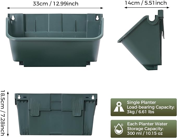Vertical Garden Planter, 13 inch Wall Mounted Planter - Image 2