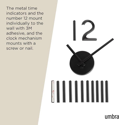Umbra Blink Modern DIY 3D Wall Clock, Frameless Large Decorative Wall Clock - Image 5