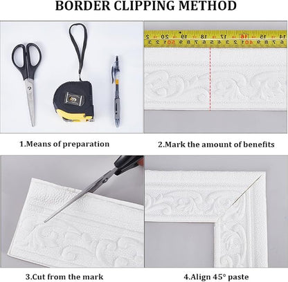 CRASPIRE 82x3 inch Molding Peel and Stick White 3D Flexible Foam Wall Trim Self - Image 5