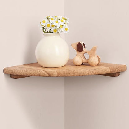 Gieanoo Corner Floating Shelf 7inch Solid Oak Wood Floating Corner Shelf by GIEANOO