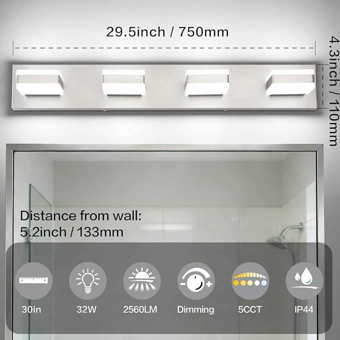 SOLFART Bathroom Vanity Lights, Adjustable Brushed Nickel Vanity Light - Image 5