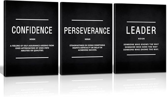 HUADO Motivational Canvas Wall Art, Leader Confidence Perseverance Office Wall by KAWAHONE