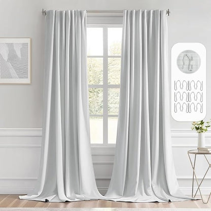 MIULEE Back Tab Light Blocking Curtains 96 Inch Long 2 Panels Set by MIULEE