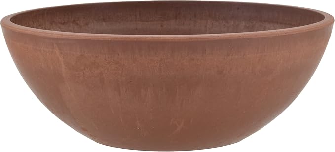 PSW Pot M25TC Collection Shallow Garden Bowl Low Planter for Succulents, Bonsai, Fairy Gardens, Herbs, 10-inch, Terra Cotta Color