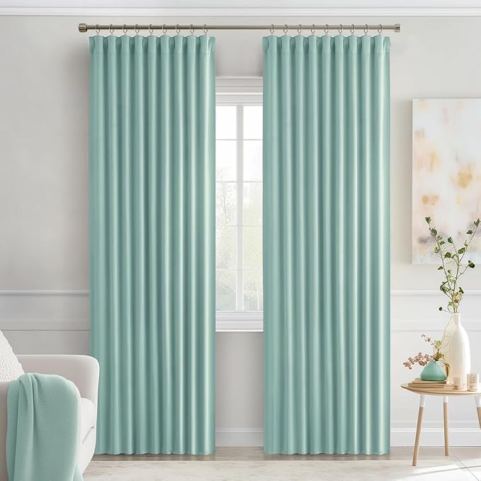 MIULEE Aqua Back Tab Blackout Curtains 90 Inches Long 2 Panels Set - Image 9