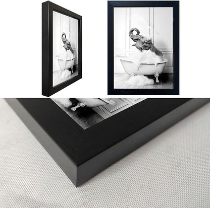 Framed Elephant Wall Art Black and White Bathroom Wall Decor Funny Animal - Image 3