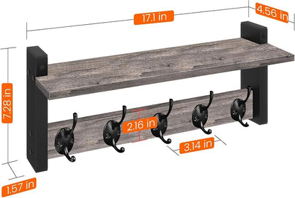 Homode Wall Hooks with Shelf, Coat Rack Wall Mount, Entryway Shelf with Hooks - Image 8