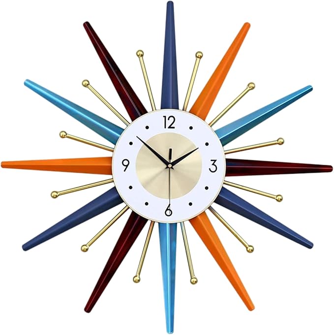 Large Wall Clock 22 Inch Modern Wall Clock Starburst Mid-Century Modern Decor by Unknown