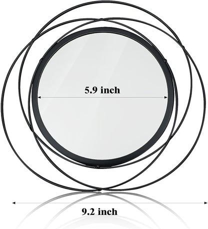 3 Set 9.5 Inch Black Circle Mirrors Wall Decor Iron Frame Wire Mirror Metal - Image 6