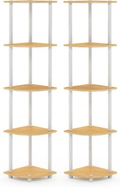 Furinno Turn-N-Tube Corner Shelf Set of 2, 5-Tier Corner Bookshelf, Open - Image 7