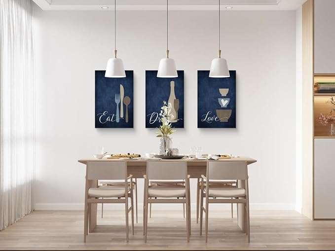 GUBIYU Farmhouse Kitchen Wall Decor Eat Sign Eat Drink Love Wall Art Set of 3 - Image 3