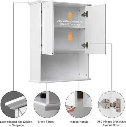 VANIRROR Bathroom Wall Cabinet Wooden Medicine Cabinet Buffering Hinge MDF - Image 8