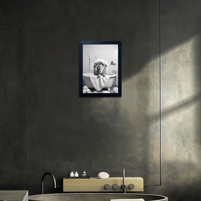 Black and White Lion Canvas Wall Art Bathroom Pictures Paintings - Image 8