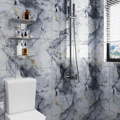 10pcs Peel and Stick Tile Shower Waterproof Marble Tiles Wall Panels, - Image 8