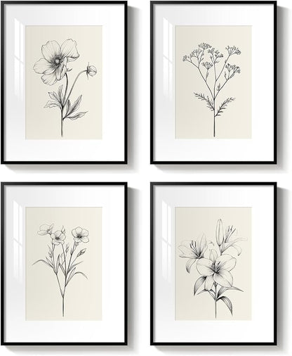 Framed Black and White Botanical Wall Art, Farmhouse Rustic Flower Artwork - Image 9