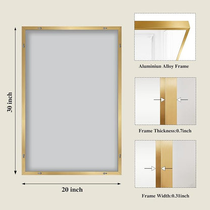Koonmi Gold Rectangle Wall Mirror, 20x30 Inch Bathroom Mirror, Aluminum Frame - Image 2