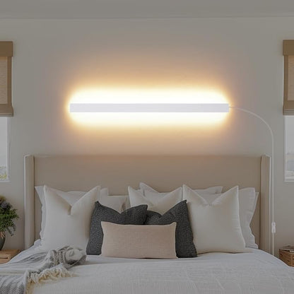 KELUOLY Modern Plug in Wall Lights, 31.4 inch Frosted White LED Long Wall Sconce by KELUOLY