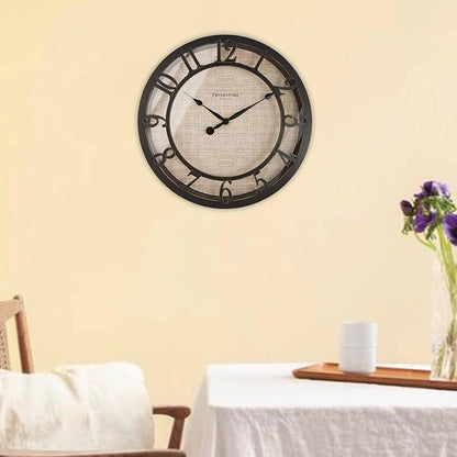 Presentime & Co 10" Farmhouse Series Wall Clock, Cottage Style, Faux Burlap - Image 8