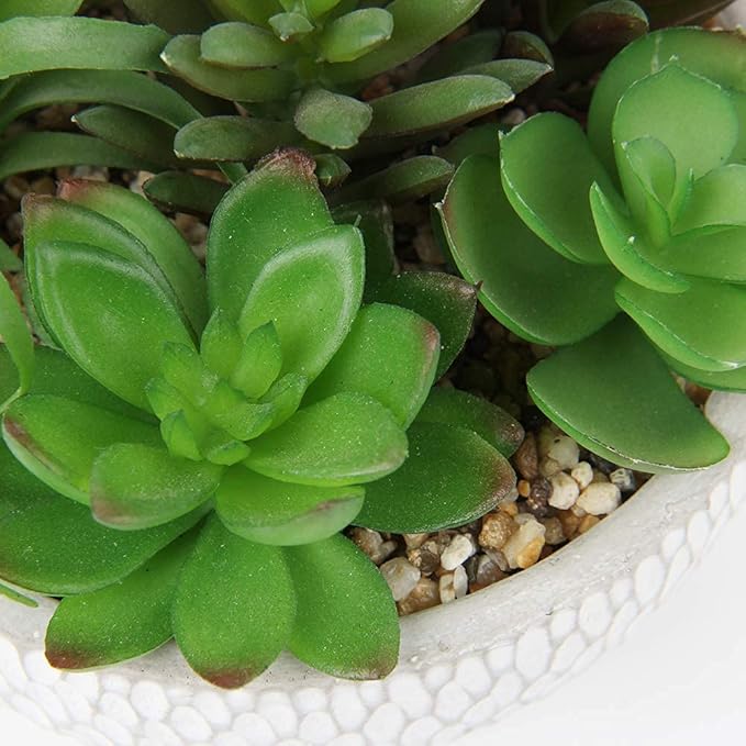 Briful Small Fake Plants Assorted Faux Succulents in Pots Realistic Succulents Plants Artificial with Cement Pots for Home Table Office Desk Bathroom Shelf Living Room Decor