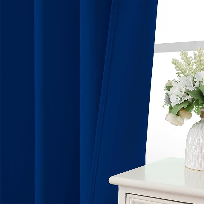 CUCRAF Royal Blue Blackout Curtains 108 inch Length 2 Panels Set, Rod Pocket - Image 5