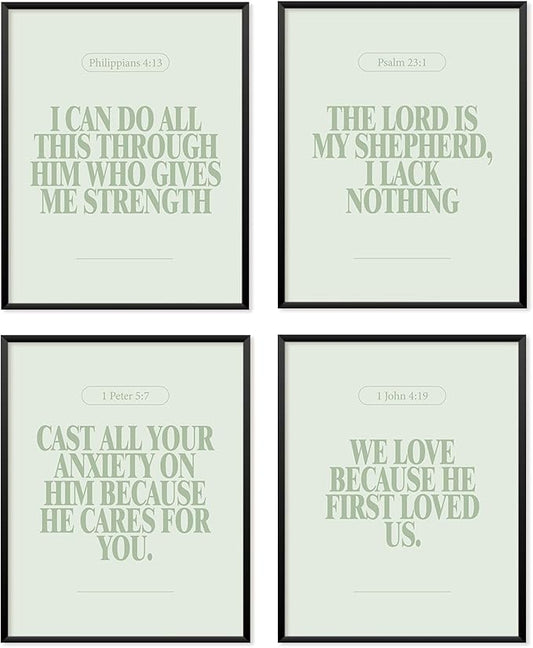 Locomiss Sage Green Christian Wall Art Decor Posters, Minimalist Jesus by Unknown