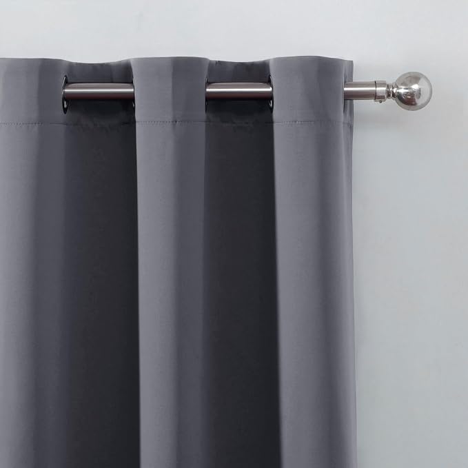LEMOMO Blackout Curtains 52 x 120 Inch Long Grey Curtains Set of 2 Panels Room - Image 6