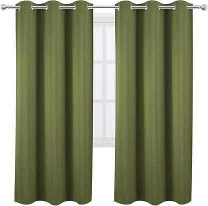 LEMOMO Olive Green Thermal Blackout Curtains/42 x 72 Inch/Set of 2 Panels Room - Image 2