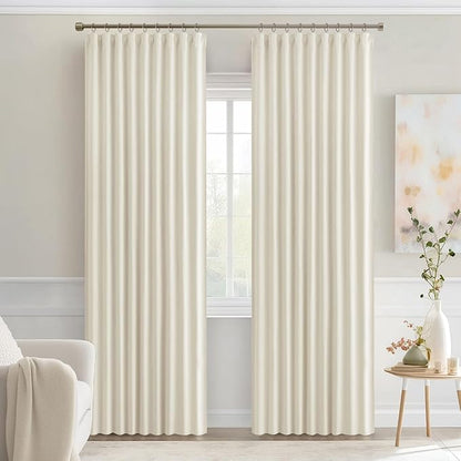 MIULEE Beige White Back Tab Blackout Curtains 72 Inches Long 2 Panels Set - Image 9