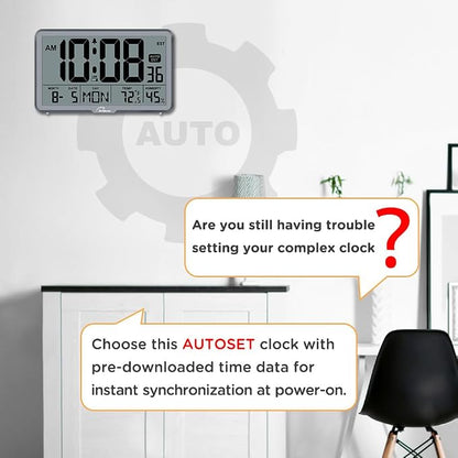 WallarGe Auto Set Digital Wall Clock Battery Operated, Desk Clocks - Image 3