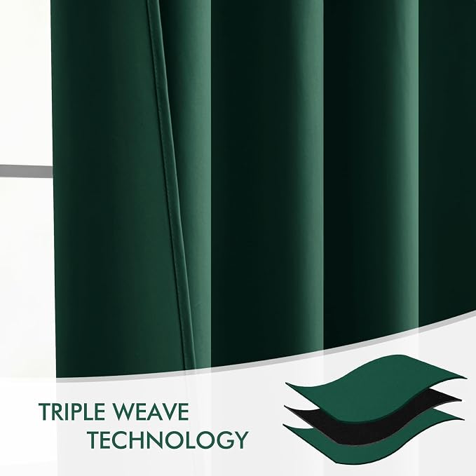 MIULEE Christmas Hunter Green Back Tab Blackout Curtains 108 Inch Long 2 Panels - Image 7