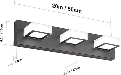 Ralbay LED Modern Black Bathroom Vanity Lights 3 Lights Acrylic Modern Black - Image 6