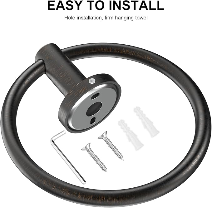 SetSail Towel Holder for Bathroom Wall Screw-in Towel Ring Stainless Steel Hand - Image 4