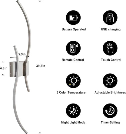 Battery Operated Wall Sconces Set of Two - Image 4