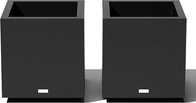 Veradek Block Series Cube Plastic Planter - Large Square Planter for Indoor or Outdoor Patio/Garden | Durable All-Weather Use with Drainage Holes | Modern Décor for Tall Plants, Trees, Flowers