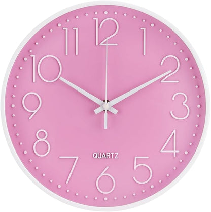 Wall Clock 10 Inch Non-Ticking Silent Modern Simple Style Round Decor Clock by BAKBRAND
