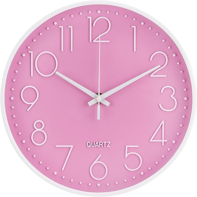 Wall Clock 10 Inch Non-Ticking Silent Modern Simple Style Round Decor Clock by BAKBRAND