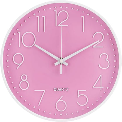Wall Clock 10 Inch Non-Ticking Silent Modern Simple Style Round Decor Clock by BAKBRAND