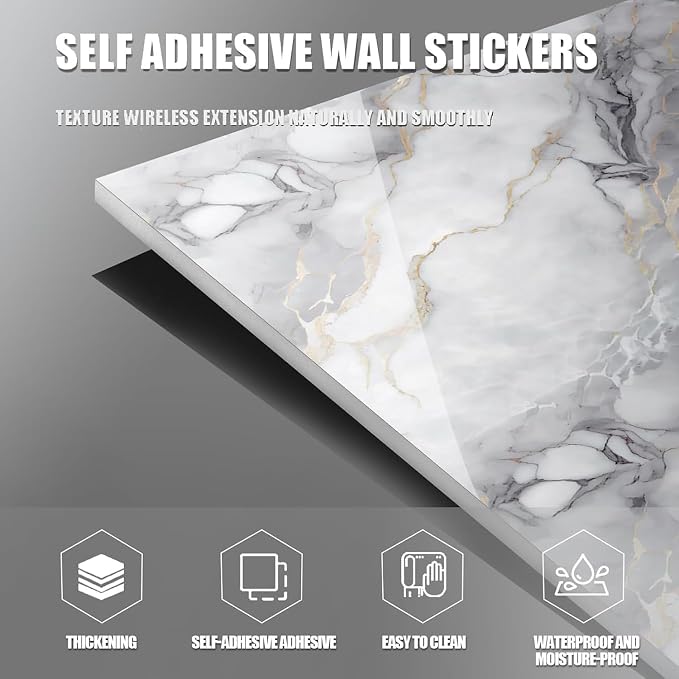Chejiaye 10pcs Marble Peel and Stick Backsplash Waterproof Washroom Wall Panels - Image 6