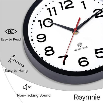 Roymnie Atomic Wall Clock 14 Inch, Modern Clock Battery Operated Classic Analog - Image 9