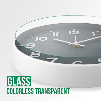 Wall Clock 12 Inch Grey Modern Simple Quartz Decorative Clock Non-Ticking - Image 5