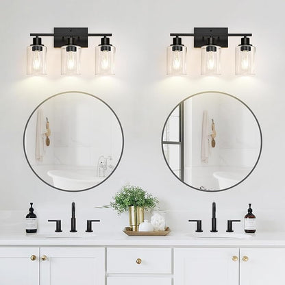 Indoi 3 Light Bathroom Light Fixtures, Matte Black Modern Vanity Lights - Image 7