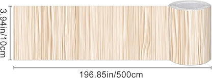 HOMETITUTE Wallpaper Border Peel and Stick Wall Border Beige Bamboo Texture - Image 3