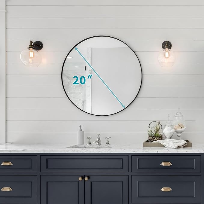 Fabuday Black Circle Mirror for Wall 20 inch - Image 6