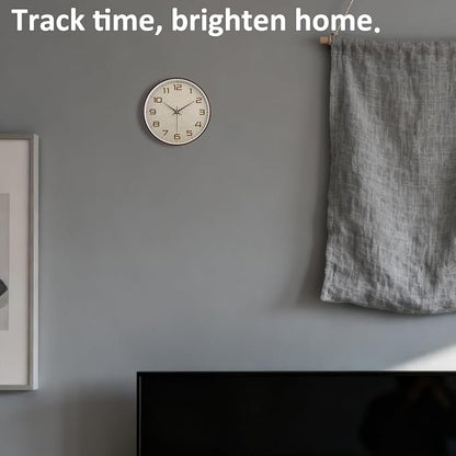 Woodgrain Wall Clock, Silent Non-Ticking Wall Clocks Battery Operated 8 Inch - Image 2
