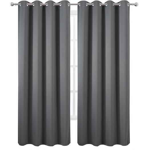 LEMOMO Blackout Curtains 52 x 120 Inch Long Frost Grey Curtains Set of 2 Panels - Image 2