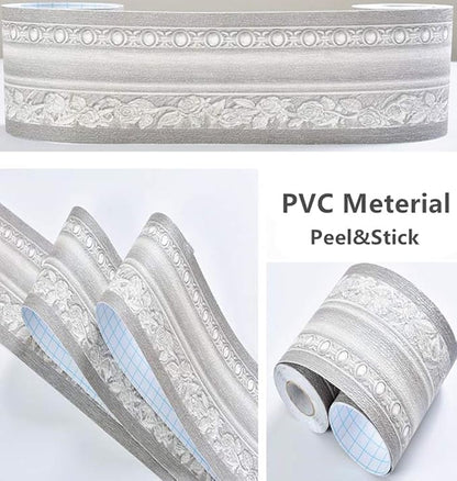 REDODECO 3D Grey Floral Pattern Molding Peel Stick Wall Border - Image 3