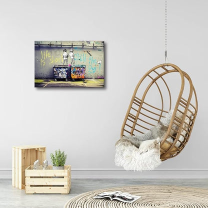 Wieco Art Gallery Wrapped Canvas Prints Life is Short Chill the Duck Out Banksy - Image 2