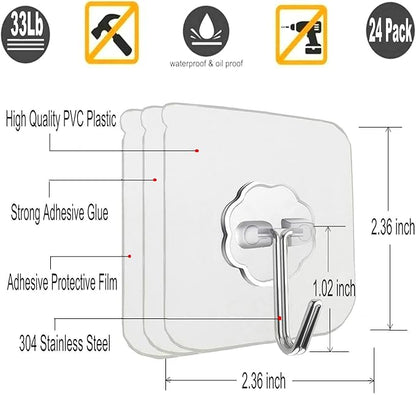 Jwxstore 12 Pack Heavy Duty Self Adhesive Hooks - 33lb Max - Image 2