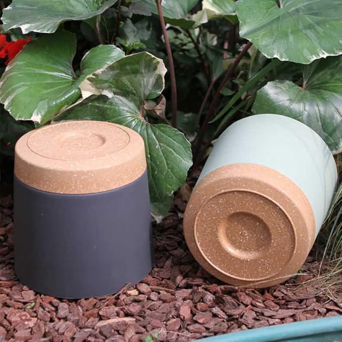 ZMTECH Plant Pots, Set of 3 8'' Self Watering Plastic Planter with Drainage Hole and Saucer, Modern Decorative Flower Pot for Indoor Outdoor House Plants, Succulents, Flowers - Dark Gray/White/Green